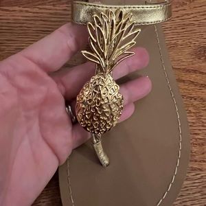 Lilly Pulitzer Gold Pineapple Sandal Flip Flip Beach Size 9